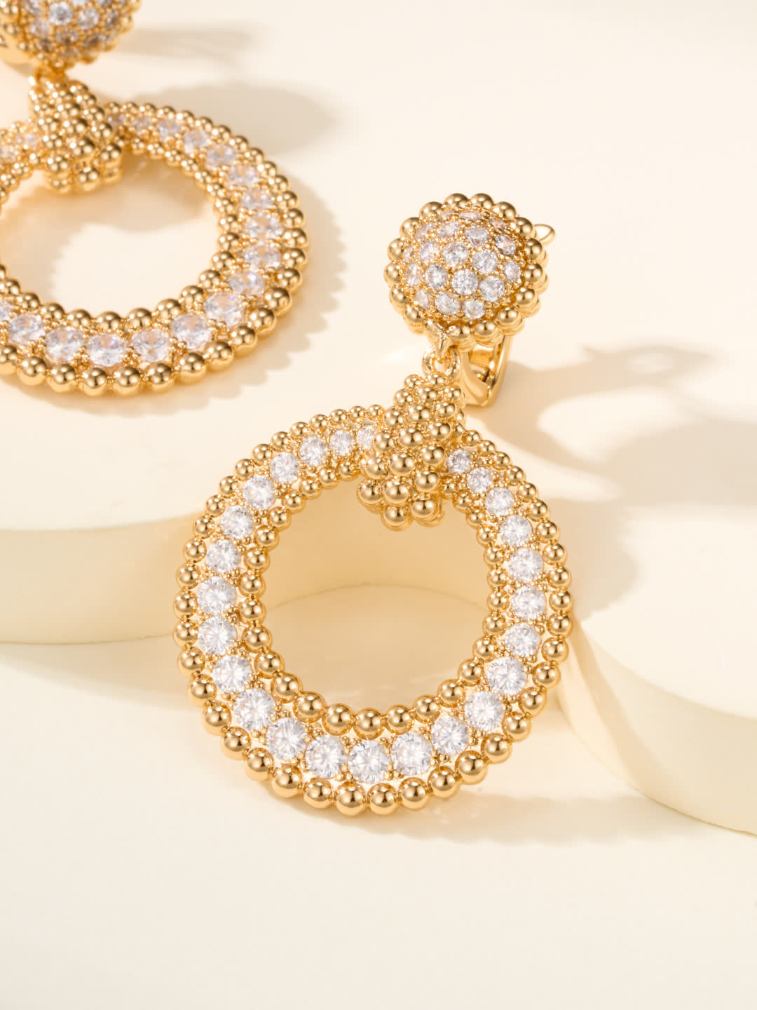 Elegant Gold and Silver Hoop Earrings with Crystal Accents